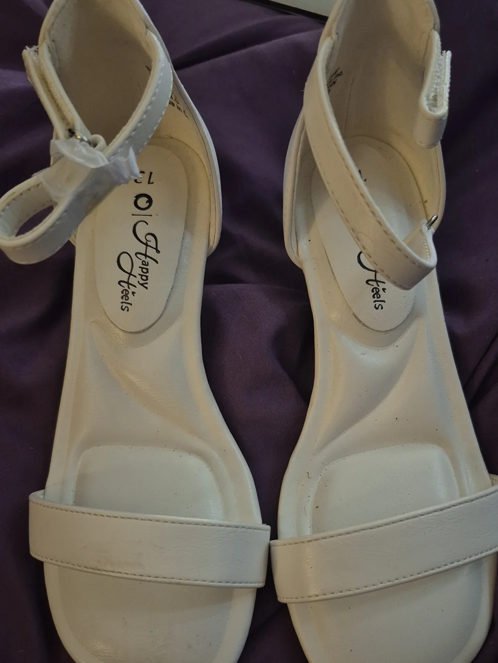 White Ankle-Strap Low Heel Sandals - Classic Minimalist Style Size 13